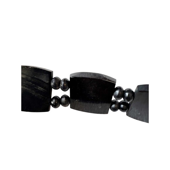 Vintage Carved Bone Black Beaded Link Belt Women Adjustable Tie Waist 30\
